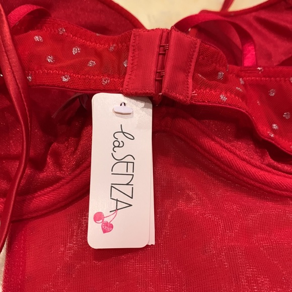 La Senza Red Lingerie with Attached Bra and Tie Up Skirt Dress in Large NWT - Picture 8 of 9